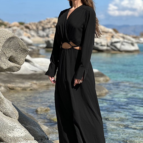 Athena midi black dress